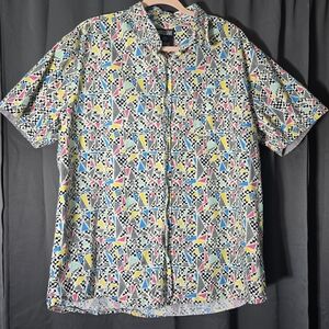 Massive Men’s Short-Sleeve Button-Down Shirt in Multicolor Geo Print